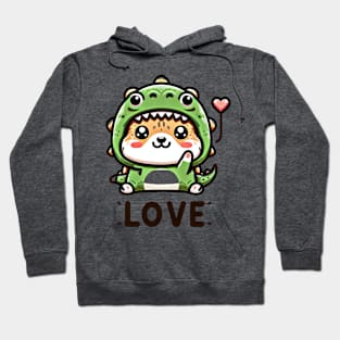 Cuddly Dino-Cat Love Hoodie